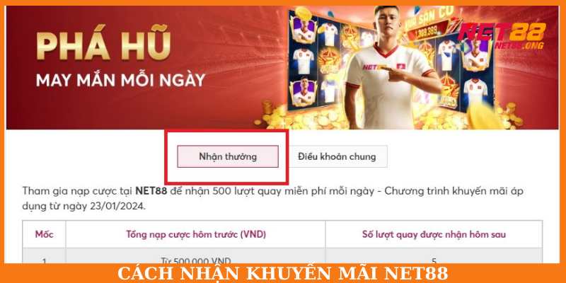 Nhấn nhận thưởng ngay để nhận phúc lợi hấp dẫn từ nhà cái