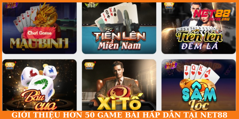 Sảnh game bài với gần 50 trò chơi và 6 sảnh chơi nổi bật